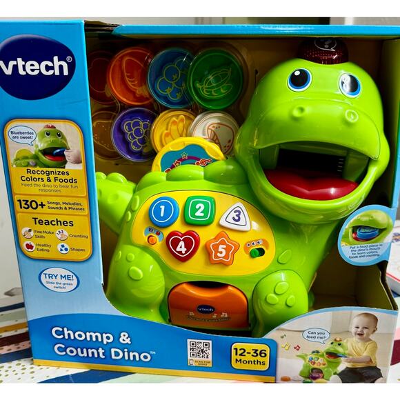 VTech Chomp and Count Dino, Green - Picture 2 of 9
